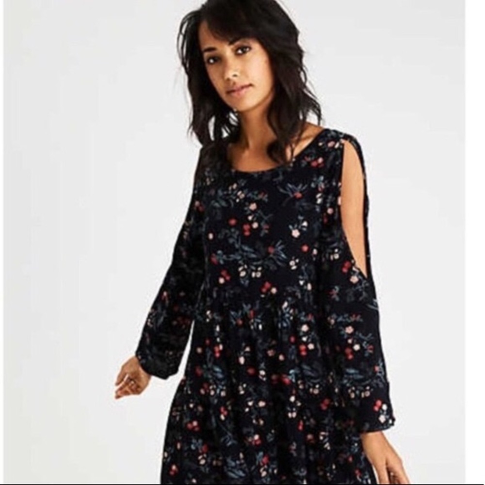 Cold Shoulder Floral Dress